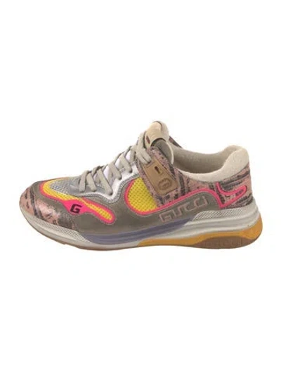 Pre-owned Gucci Interlocking G Logo Leather Sneakers In Multi
