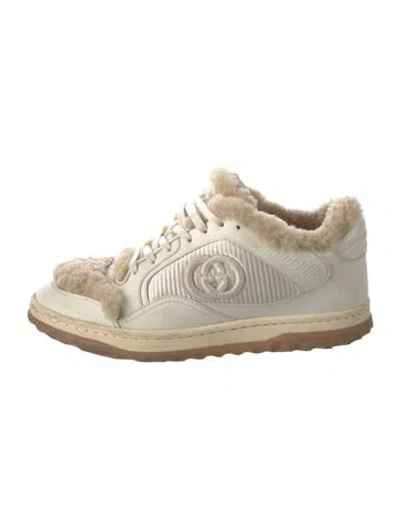 Pre-owned Gucci Interlocking G Logo Leather Sneakers In Neutral