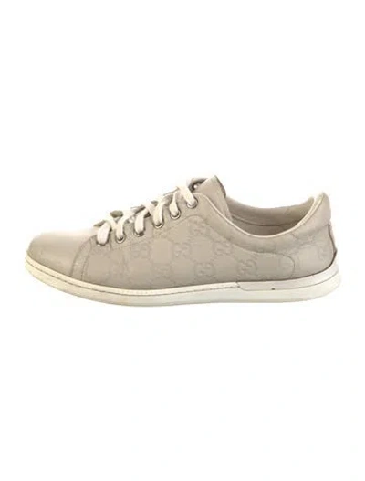Pre-owned Gucci Interlocking G Logo Leather Sneakers In Neutral