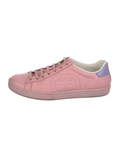 Pre-owned Gucci Interlocking G Logo Leather Sneakers In Pink
