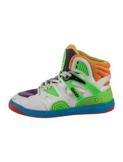 Pre-owned Gucci Interlocking G Logo Leather Sneakers In White
