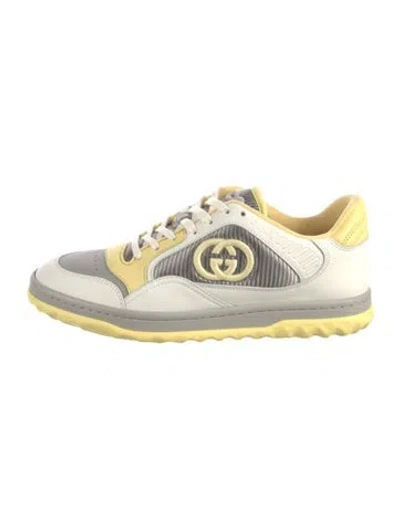 Pre-owned Gucci Interlocking G Logo Leather Sneakers In White