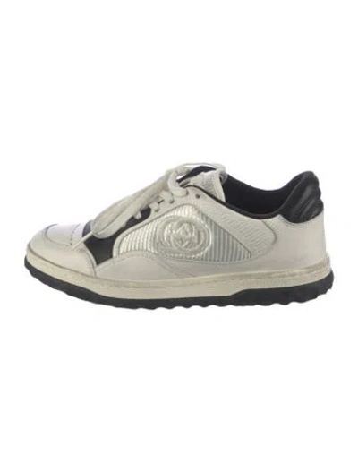 Pre-owned Gucci Interlocking G Logo Leather Sneakers In White