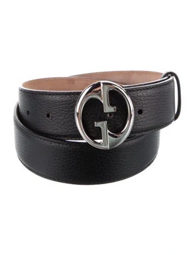 Pre-owned Gucci Interlocking G Logo Leather Waist Belt In Black