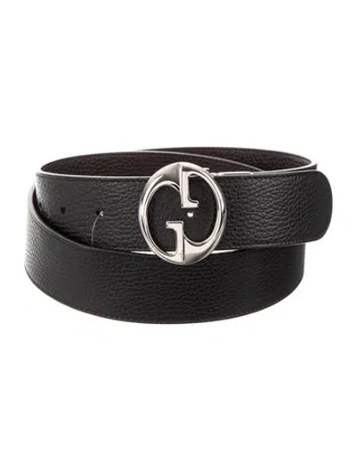Pre-owned Gucci Interlocking G Logo Leather Waist Belt In Black