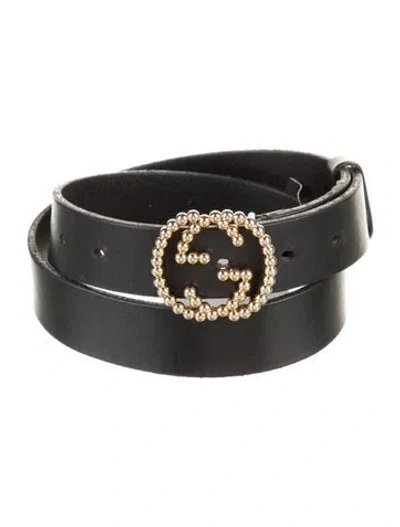 Pre-owned Gucci Interlocking G Logo Leather Waist Belt In Black