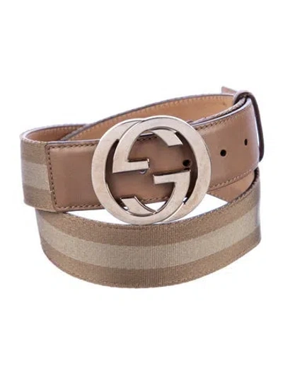 Pre-owned Gucci Interlocking G Logo Leather Waist Belt In Brown