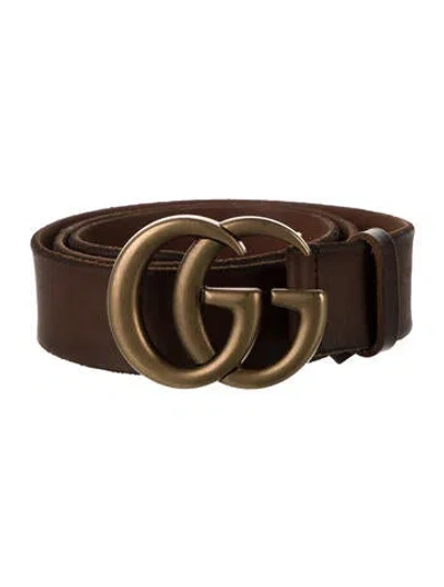 Pre-owned Gucci Interlocking G Logo Leather Waist Belt In Brown