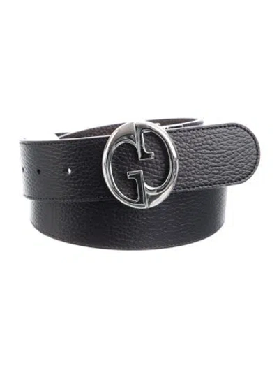 Pre-owned Gucci Interlocking G Logo Leather Waist Belt W/ Tags In Black