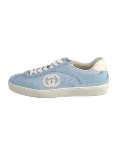Pre-owned Gucci Interlocking G Logo Mesh Sneakers In Blue