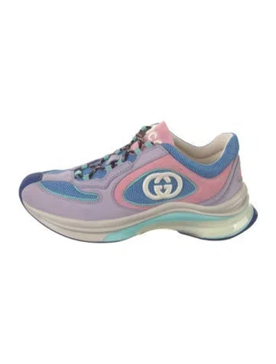 Pre-owned Gucci Interlocking G Logo Nubuck Sneakers In Purple