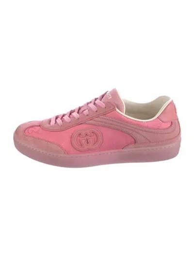 Pre-owned Gucci Interlocking G Logo Nylon Sneakers In Pink