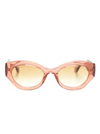 Gucci Ovale Sonnenbrille Mit Gg In Braun