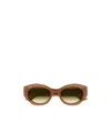 Gucci Interlocking G-logo Oval-frame Sunglasses In Brown