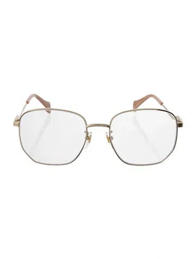 Pre-owned Gucci Interlocking G Logo Oversize Eyeglasses In Gold