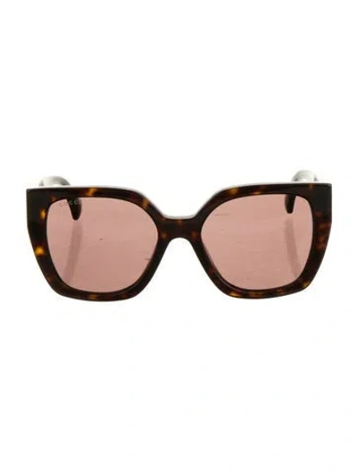 Pre-owned Gucci Interlocking G Logo Oversize Sunglasses In Black