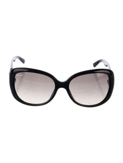 Pre-owned Gucci Interlocking G Logo Oversize Sunglasses In Black