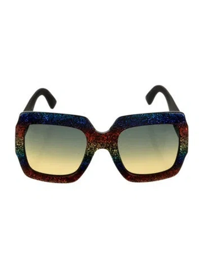 Pre-owned Gucci Interlocking G Logo Oversize Sunglasses In Blue