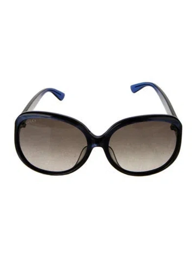 Pre-owned Gucci Interlocking G Logo Oversize Sunglasses In Blue