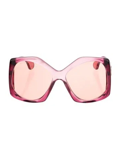 Pre-owned Gucci Interlocking G Logo Oversize Sunglasses In Clear/pink