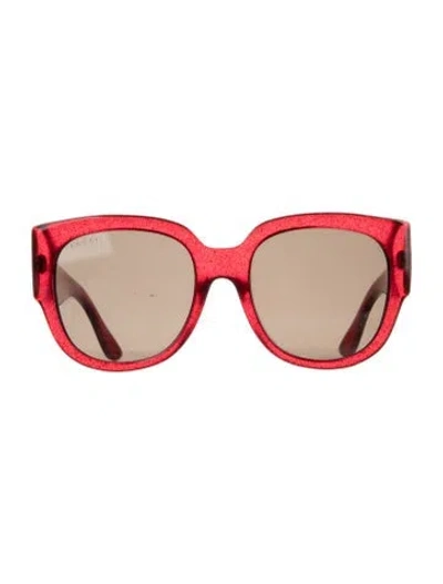 Pre-owned Gucci Interlocking G Logo Oversize Sunglasses In Red