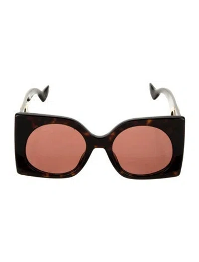 Pre-owned Gucci Interlocking G Logo Oversize Sunglasses W/ Tags In Burgundy