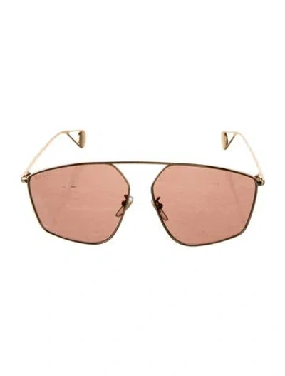 Pre-owned Gucci Interlocking G Logo Oversize Sunglasses W/ Tags In Gold