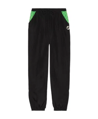 Gucci Interlocking G Logo Panelled Track Pants In Black