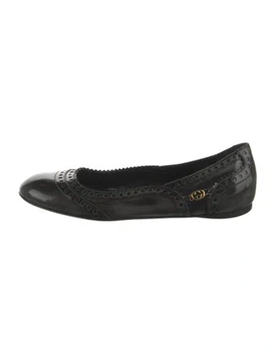 Pre-owned Gucci Interlocking G Logo Patent Leather Ballet Flats In Black
