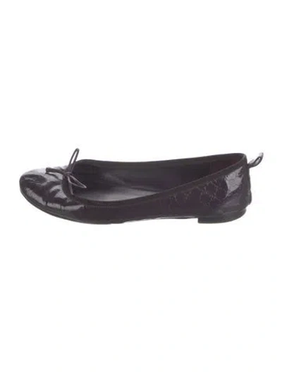 Pre-owned Gucci Interlocking G Logo Patent Leather Ballet Flats In Purple
