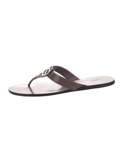 Pre-owned Gucci Interlocking G Logo Patent Leather Flip Flops In Pink