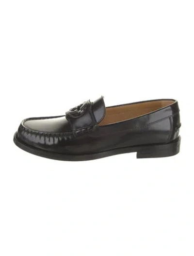 Pre-owned Gucci Interlocking G Logo Patent Leather Loafers In Black