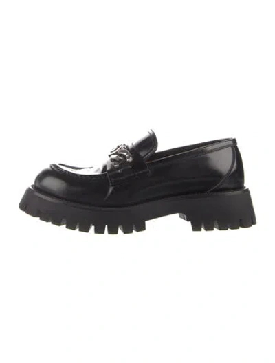 Pre-owned Gucci Interlocking G Logo Patent Leather Loafers In Black