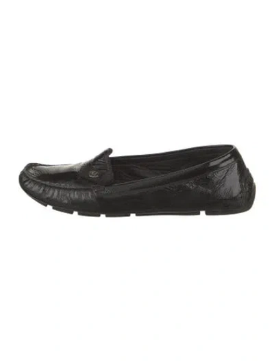 Pre-owned Gucci Interlocking G Logo Patent Leather Loafers In Black