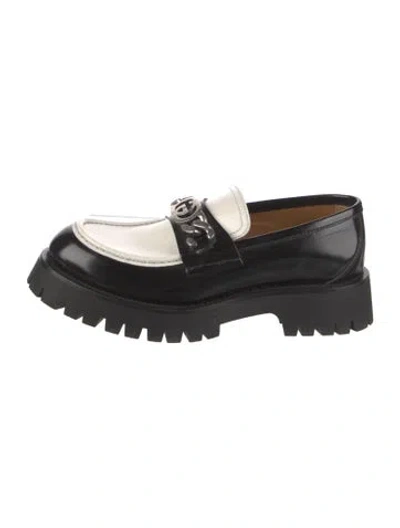 Pre-owned Gucci Interlocking G Logo Patent Leather Loafers In Black