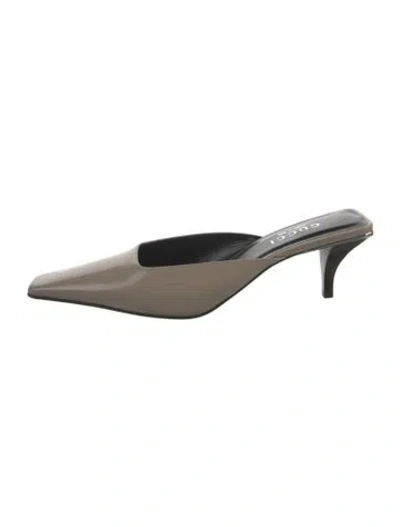 Pre-owned Gucci Interlocking G Logo Patent Leather Mules In Neutrals