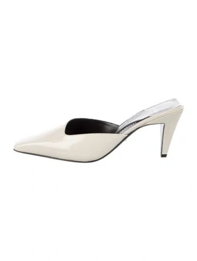 Pre-owned Gucci Interlocking G Logo Patent Leather Mules In Neutrals