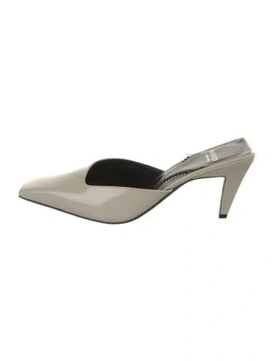 Pre-owned Gucci Interlocking G Logo Patent Leather Mules W/ Tags In Neutral