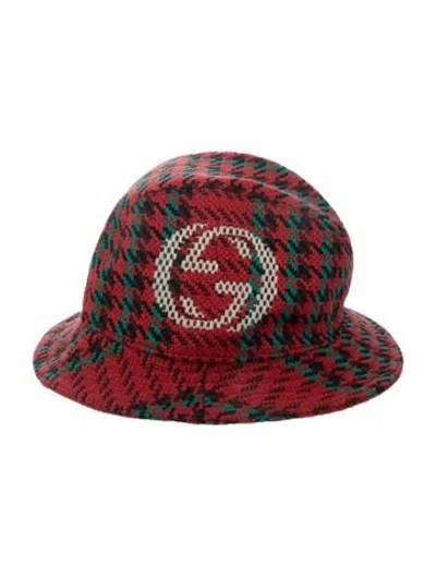 Pre-owned Gucci Interlocking G Logo Patterned Bucket Hat In Red