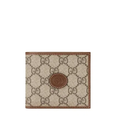 Gucci Interlocking G Logo-plaque Bi-fold Wallet In Nude
