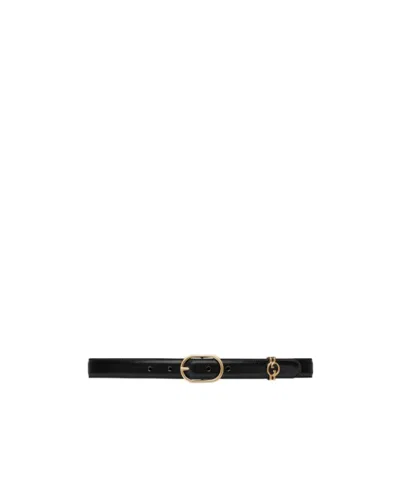 Gucci Interlocking G-logo Plaque Leather Belt In Black