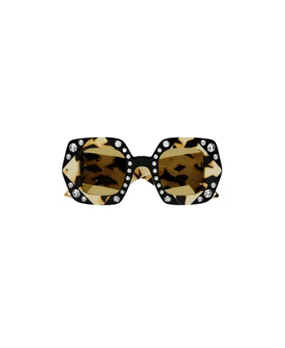 Gucci Interlocking G-logo Plaque Sunglasses In Black