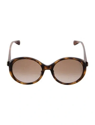 Pre-owned Gucci Interlocking G Logo Round Sunglasses In Brown