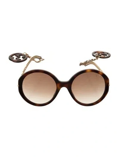 Pre-owned Gucci Interlocking G Logo Round Sunglasses In Brown