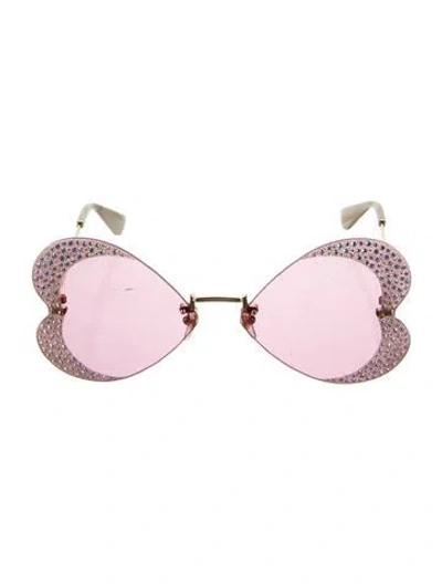 Pre-owned Gucci Interlocking G Logo Round Sunglasses In Pink