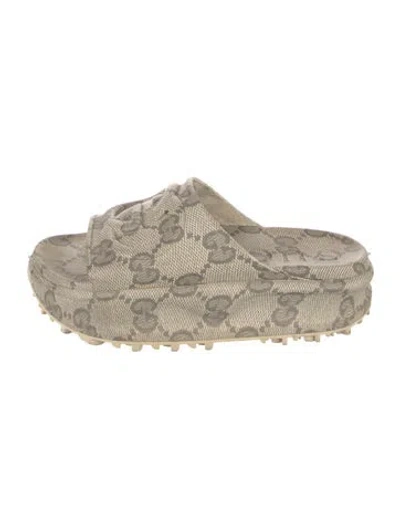 Pre-owned Gucci Interlocking G Logo Rubber Espadrilles In Gray