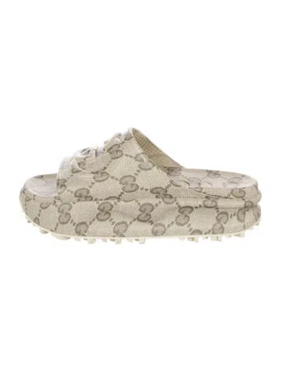 Pre-owned Gucci Interlocking G Logo Rubber Espadrilles In Neutral