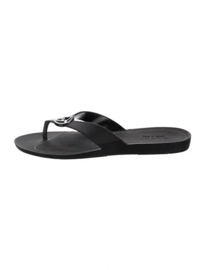 Pre-owned Gucci Interlocking G Logo Rubber Flip Flops In Black