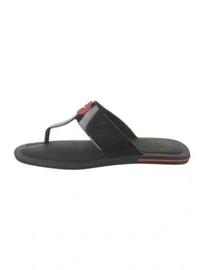 Pre-owned Gucci Interlocking G Logo Rubber Flip Flops In Black