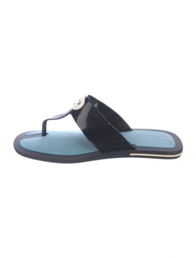 Pre-owned Gucci Interlocking G Logo Rubber Flip Flops In Blue